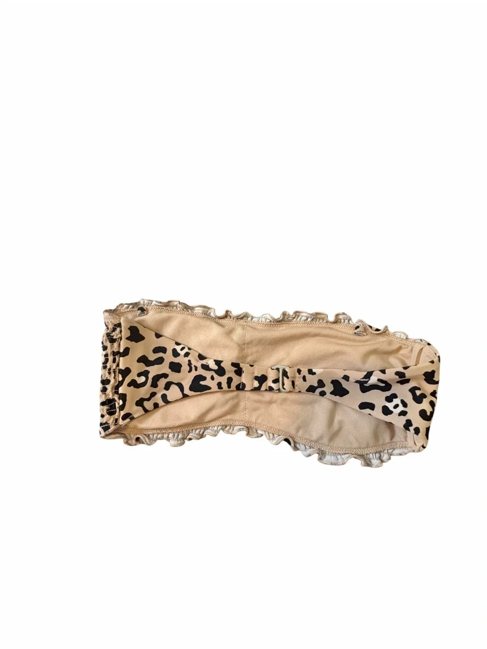 Hollister Leopard Print Bandeau Beige & Black Swim Bikini Top